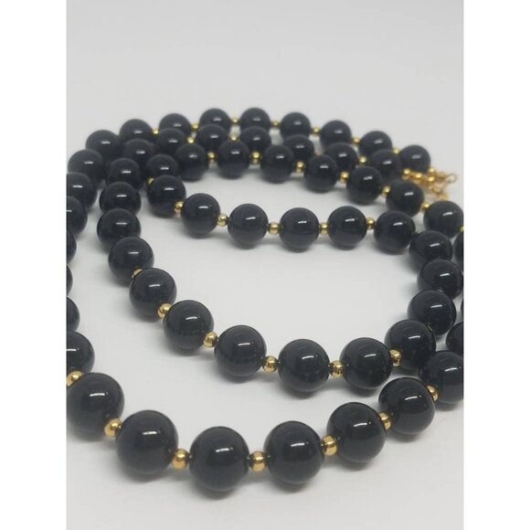 Vintage black and gold bead necklace - Picture 7 of 8
